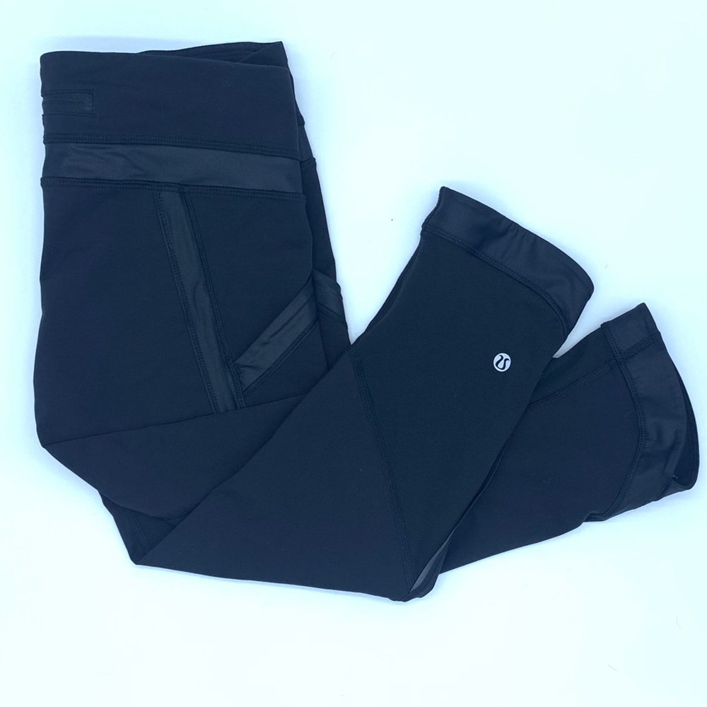 EUC Lululemon Black 3/4 running tights Leggings 6